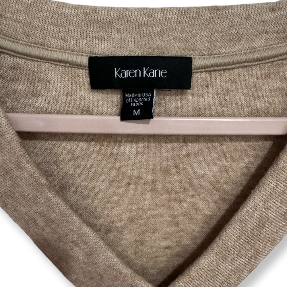 KAREN KANE V NECK SWEATER COLORBLOCK NEUTRALS LONG SLEEVE WARM COZY BUTTERY SOFT - Picture 4 of 7